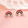 Verão Novo Estilo Fresco Pequeno Elegante All-Match Moda Brincos Estilo Coreano Simples Requintado Diamante Arco-íris Brincos