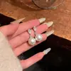 Brincos de argola de prata 925 com agulha, laço de diamante brilhante e gota d'água para mulheres, luxo leve, alta qualidade, brincos de tarraxa de pérola únicos, brincos femininos extremamente bonitos