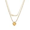 Nuevo collar doble exquisito para mujer, cadena de clavícula con letras huecas multicapa de acero de titanio y amor para siempre, cadena de suéter