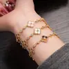 Pulsera de Flor de Acetato con Circonita Bañada en Oro Real de 18K, Pulsera de Lujo Ligero de Gama Alta, Accesorio de Mano Exquisito y Versátil