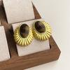 Pendientes retro de ojo de tigre natural, de estilo industrial, ligeros, de lujo, de estilo nicho, elegantes, de estilo antiguo medio, pendientes avanzados de estilo Maillard.