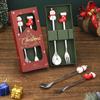 Muñeca Navideña Transfronteriza Caja de Regalo con Cuchara y Tenedor de Acero Inoxidable Dibujo Animado Creativo Cuchara de Café Tenedor para Postre de Fruta Set Navideño