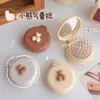 Peine de Osito Lindo, Compacto y Portátil, Mini Peine con Cojín de Aire para Niñas, Peine Plegable con Bolsa de Aire, Peine de Masaje, Espejo