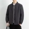 Jaqueta de Algodão com Gola Baseball Masculina de Inverno Roupas Masculinas Para Pessoas de Meia-Idade e Jovens Jaqueta Casual Fashion Espessada com Forro de Fleece Casaco Curto