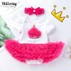 Vestido Ha de manga curta primavera e verão 2024 roupas infantis roupas infantis e femininas saia tutu de escalada conjunto de duas peças manga bufante