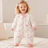 Saco de dormir acolchado de algodón y seda de morera con piernas separadas de 120 g para bebés y niños pequeños, edredón anti-patadas puro para niños de otoño e invierno, saco de dormir de manga larga para bebé