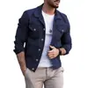 Chaqueta para Hombre Color Sólido Europeo y Americano Transfronteriza Talla Grande Chaqueta Otoño e Invierno Chaqueta para Hombre Solapa Mezclilla Corte Ajustado Superior Ropa para Hombre