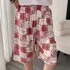 Shorts Masculino, Novo Estilo de Verão Calça Pijama de Algodão e Seda, Estilo Fino Que Pode Ser Usado Fora, Calça Estampada de Cinco Quartos, Calça de Praia Solta Tamanho Grande