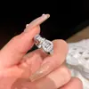 Diamantes de trilha estrelada! Anel aberto de zircônia com diamantes cravejados, design único, anel para o dedo indicador, joias femininas simples e estilosas atacado