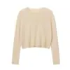 Top Base de Ganchillo Redondo Blanco para Mujer, Top de Punto Calado de Manga Larga, Dobladillo Enrollado Tejido Ancho Ropa Interior, Estilo Regular Delgado