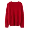 Suéter básico de cuello redondo 100% cachemira cepillada estilo minimalista para mujer de cachemira manga larga holgado camisa base 26 otoño/invierno