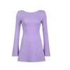 Otoño 2026 Europeo y Americano Amazon Vestido de Punto Sexy Ajustado de Color Sólido con Mangas Largas Acampanadas y Espalda Descubierta en Forma de U para Mujer