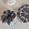 Goma para el pelo de cuadros con encaje, Súper elegante y versátil, Goma para coleta de alta gama, Cuerda elástica para el pelo para mujer