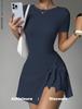 Vestido Deportivo de Dos Piezas Anti-Exposición Ajustado con Tirantes, Adelgazante Casual Fitness Espalda Descubierta Yoga Tenis