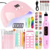 Set Completo de Herramientas Auxiliares para Uñas X3, Decoraciones de Diamantes con Purpurina, Pinceles para Uñas, Máquina Pulidora, Lima de Uñas