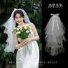 Velo Esponjoso con Lazo de Novia Vestido de Novia Multicapa Velos para Fotografía de Boda Estilo Corto