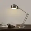 Lámpara de escritorio LED metálica nórdica simple de brazo largo plegable para protección ocular, aprendizaje, lectura, dormitorio, mesita de noche, regulable, inteligente, envío gratis