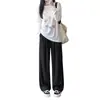 Pantalones de Punto Suaves Glutinosos de Pierna Ancha para Mujer 2026 Primavera Otoño Nuevos Pantalones Casuales de Tiro Alto de Caída de Peso Pantalones Rectos de Pierna Estrecha