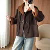 Abrigo de lana de doble cara para mujer, nuevo estilo otoño e invierno, bloques de color, casual, corto, petite, abrigo de tacto de alta gama