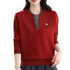 Blusa de Tricô Elegante para Mães de Meia-Idade - Nova Moda 2026 - Suéter Básico de Primavera e Outono para Mulheres de Meia-Idade