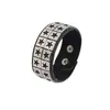 Pulsera de Cuero Punk Retro Europea y Americana con Doble Fila de Estrellas Huecas Pulsera de Cuero PU Pulsera Joyería