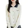 Cárdigan de Punto con Cuello Polo Color Block Estilo Francés para Mujer, Chaqueta Corta con Cordón, Suéter con un Diseño de Moda para 2026