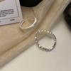 Anillo de plata roto con perla de estilo coreano para mujer, otoño de 2022, estilo frío, ligero, de lujo, diseño de nicho de moda