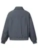 FORN3 Harrington Retrô Atmosfera Cinza Profundo Gola Alta Jaqueta com Zíper Roupas de Algodão Casaco Curto de Lã Casual
