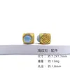 Turquesa Natural en Bruto Ojo de Libélula Chapado en Plata de Ley S925 Color Dorado 24K Cuentas de Transferencia Incrustadas Accesorios para Pulsera DIY