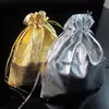 Saco de Presente de Tecido Dourado e Prateado Saco de Presente de Casamento para Joias Cordão Bolso com Aba Calças Joias Artesanato Presente Estampagem a Quente Saco de Tecido Prateado Lote