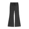 Novos estilos de outono e inverno de calças de maternidade: Calça de yoga estilo coreano, modeladora, com forro de fleece, levemente flare, com cordão e design de comprimento até o chão