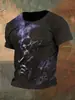 Camiseta de Manga Corta con Estampado 3D Estilo Étnico Retro Europeo y Americano 2025 Nueva Primavera y Verano para Hombre Cuello Redondo Ojo de Horus