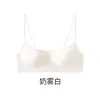 Sujetador Invisible Sin Costuras de Tacto Nude para Mujer, Estilo Delgado de Verano con Tirantes de Pedrería Brillante, Sujetador Sexy Inalámbrico Anticaída