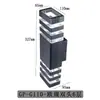Lámpara de pared exterior impermeable de doble cabezal para exteriores, lámpara de inducción luminosa hacia arriba y hacia abajo para pared exterior de patio, lámpara rectangular de tubo de aluminio