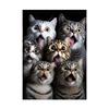 Pintura en lienzo con diseño de gato bebiendo, animal creativo de dibujos animados, póster mural, arte de pared para dormitorio, sala de estar, pintura decorativa moderna