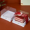 Caixa de Embalagem para Fatias de Bolo Red Velvet Black Forest Melaleuca Caixa Quadrada de Confeitaria com Garfo Colher