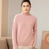 Suéter de Cashmere Feminino 100% Cashmere Puro Gola Alta Meia Gola Cor Sólida Feminino Grosso Torcido Pulôver Manga Longa Solto Suéter de Tricô