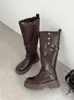 2026 Nuevas Botas de Caballero Altas Estilo Western Retro para Mujer Punta Redonda Botas Largas Modificación para Pies Anchos Forma de la Pierna Zapatos de Mujer Otoño/Invierno