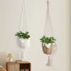 Maceta Colgante con Forma de Sombrero, Bolsa de Red para Flores, Estilo Nórdico, Cuerda de Cáñamo Tejida a Mano, Cuerda de Algodón, Cesta Colgante para Plantas, Decoración para Casa de Huéspedes
