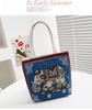 Bolsa de Lienzo Estilo Étnico Bordado Jacquard de Doble Cara Bolsa de Anime Bolsa de Compras de Dibujos Animados Portátil Simple Billetera para Teléfono Móvil y Monedas