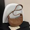 Bolso Vintage con Forma de Cuerno para Mujer 2026 Nuevo Estilo Coreano Bolso Tote de Gamuza Bolso de Hombro Cruzado Casual de Gran Capacidad