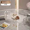 Bandeja de Plástico Estilo Ins, Bandeja de Té Transparente de Lujo Ligero para el Hogar, Engrosada para Comedor, Hotel, Bandeja de Gama Alta Comercial con Asa