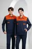 Roupa de trabalho para homens, de manga comprida, personalizável com logotipos impressos, adequada para fábricas de reparo automotivo, conjunto primavera/outono, durável e resistente a manchas