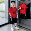Conjunto Deportivo de Shorts de Manga Corta para Fútbol Estilo Nuevo para Niñas y Niños, Marca de Moda Ropa Infantil de Comercio Exterior, Atuendo de Verano