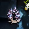 Broche Estilo Coreano y Japonés para Mujer, Nuevo Broche de Espiga de Trigo con Cristal Azul Blazer, Accesorio Versátil y Elegante para Abrigo al por Mayor