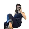Overol de Mezclilla Roto para Mujer, Estilo Delgado de Primavera, Estilo Callejero de Moda, Pantalones de Pierna Ancha Sueltos de Cintura Alta