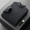 Suéter de Lã Pura Novo Outono e Inverno Masculino Gola Alta Meia Camada de Ar Espessado Suéter de Puxar Suéter de Malha Solta para Usar por Baixo