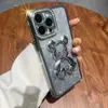Urso de Areia Movediça Violento Adequado para Capa de Celular Iphone15 Apple 16Promax Strass Gradiente 12 Brilho 13 Mulheres 11