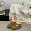 Zapatos Birkenstock Franceses de Suela Gruesa para Aumentar la Altura Interior para Mujer Ropa Exterior Nuevo Estilo Otoño 2026 Personas Bajas Zapatos Birkenstock Zuecos Medios de Punta Cerrada