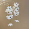 Pendientes y accesorios de collar florales frescos de verano, pendientes de borla para mujer estilo dulce, juego de joyería de lujo ligero de alta gama
